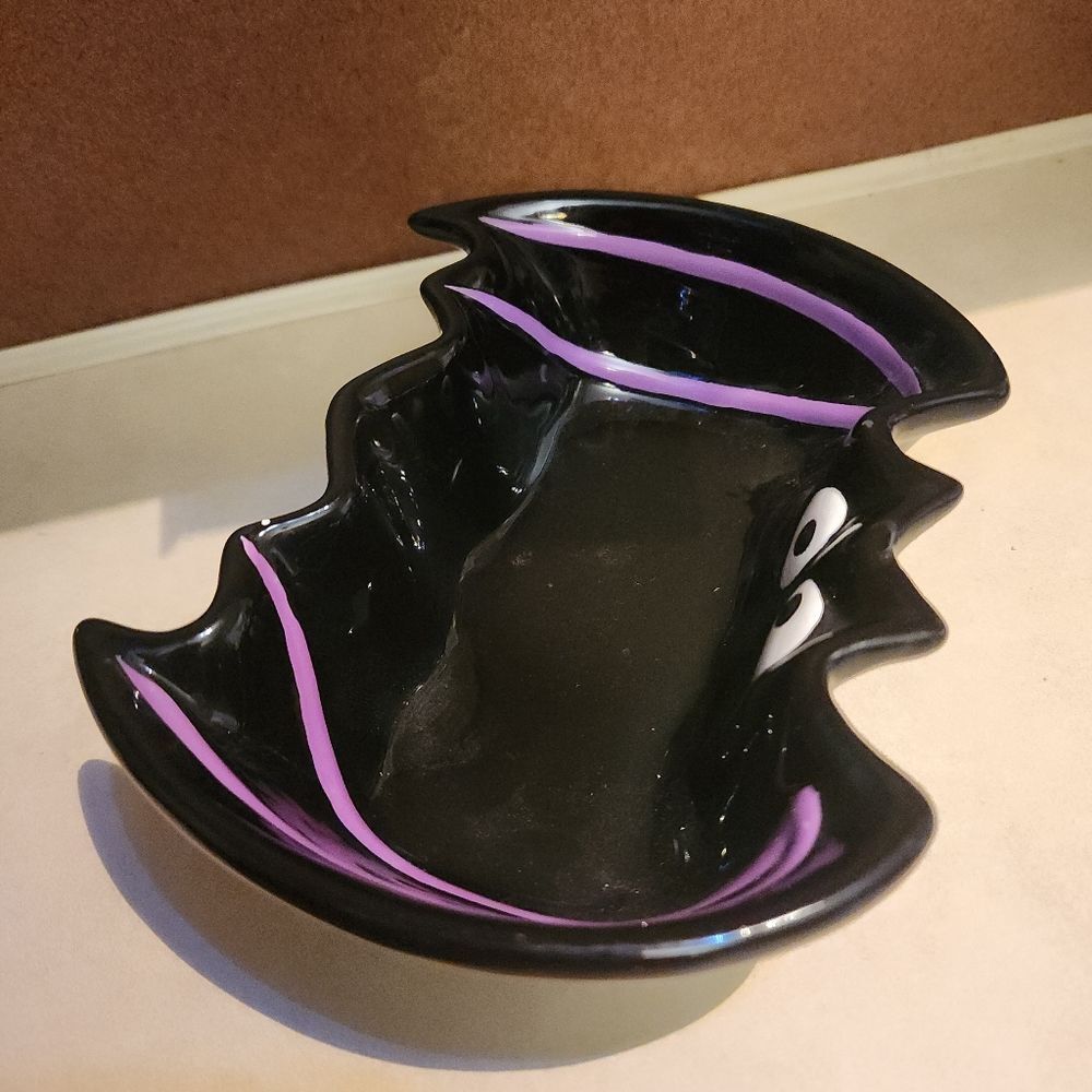 Halloween Black Bat Dip Bowl Home Accents - Picture 2 of 3